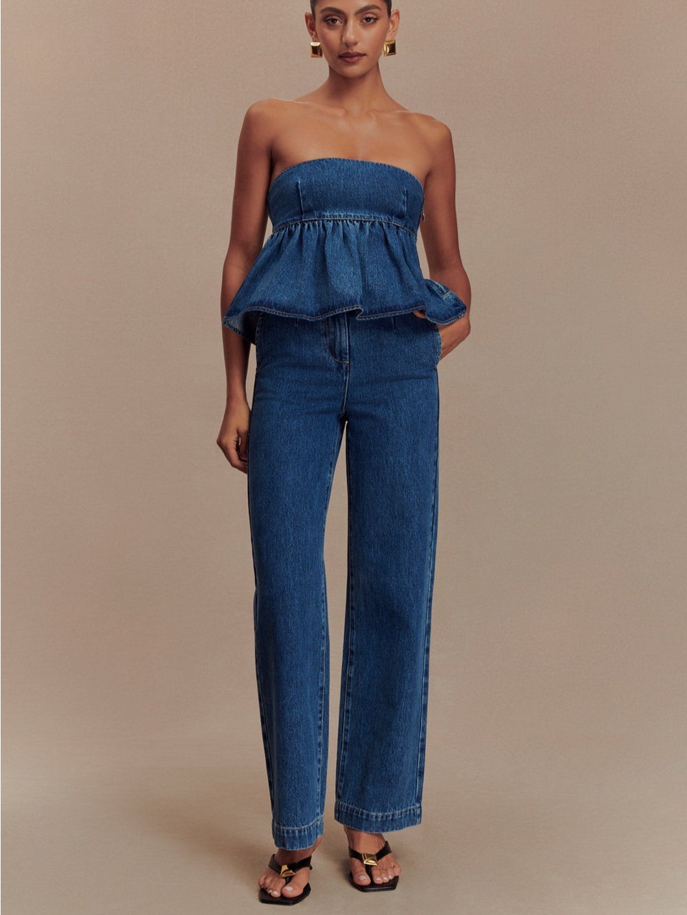 Meshki Women's Boot-Cut Jeans in Deep Blue Denim